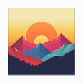 Mountain Landscape - Colourful mountains, vector illustration abstract art, abstract painting  city wall art, colorful wall art, home decor, minimal art, modern wall art, wall art, wall decoration, wall print colourful wall art, decor wall art, digital art, digital art download, interior wall art, downloadable art, eclectic wall, fantasy wall art, home decoration, home decor wall, printable art, printable wall art, wall art prints, artistic expression, contemporary, modern art print, Canvas Print