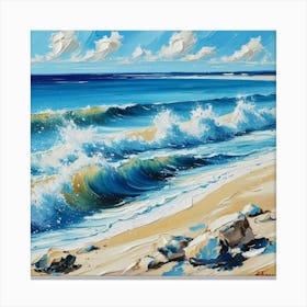 Waves Crashing On The Beach Canvas Print