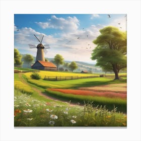 Windmill In The Countryside Canvas Print