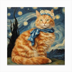 Starry Night Cat Canvas Print