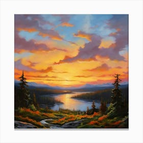 Sunset Over The Lake Canvas Print