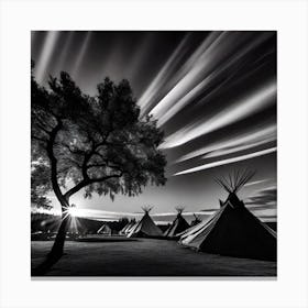 Teepees At Night 26 Canvas Print