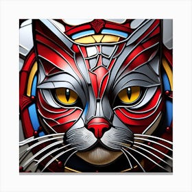 Cat, Pop Art 3D stained glass cat superhero limited edition 18/60 Canvas Print