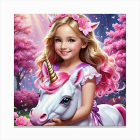 Princess And Unicorn Canvas Print