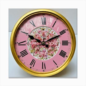 Pink Clock With Beautiful Designs And Numbers 1 Canvas Print