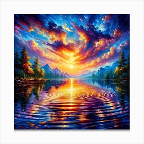 Sunset Over Lake Canvas Print