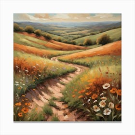 Nature Inspired Capturing A Meadow In Full Bloom Rolling Hills Canvas Print