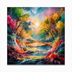 A stunning oil painting of a vibrant and abstract watercolor 19 Canvas Print