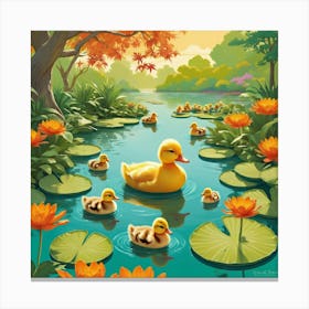 Ducks In The Pond 14 Canvas Print