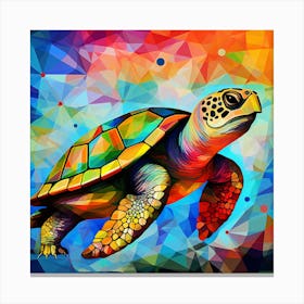Turtle On A Colorful Background Canvas Print