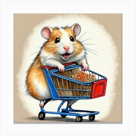 Hamster In Shopping Cart 1 Canvas Print