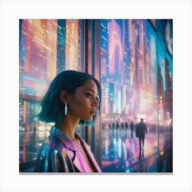 Dreamy And Vibrant Futuristic city Canvas Print