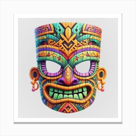 Watercolor Festival Tiki Mask 9 Canvas Print