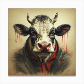 Cow With Blood On His Face Canvas Print