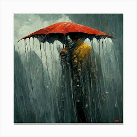 Walking on heavy rain Canvas Print
