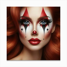 Beautiful Woman With Clown Makeup 1 Canvas Print