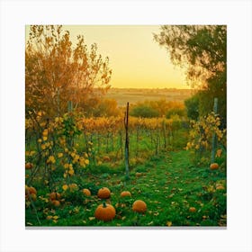 An Isolated Rustic Natural View Of A Bountiful Garden In Autumn Where A Plethora Of Verdant Pumpk (6) Canvas Print