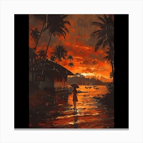 Sunset At The Beach 1 Canvas Print