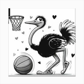 Ostrich Basketball 1 Canvas Print