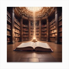 Open Book In Library Canvas Print