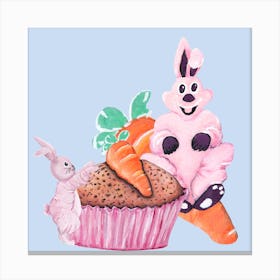 Sweet Easter Carrot Muffin Square Canvas Print