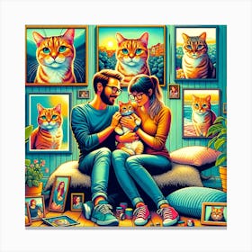 Cat Family Canvas Print
