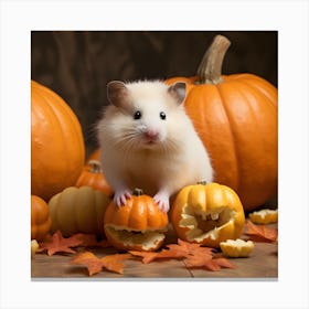 Hamster Halloween Pumpkins 1 Canvas Print