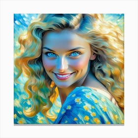 Girl With Blue Hair yu Canvas Print