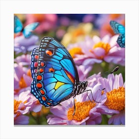 Butterfly On A Flower Canvas Print