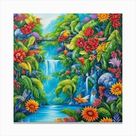 Waterfall In The Jungle 11 Canvas Print