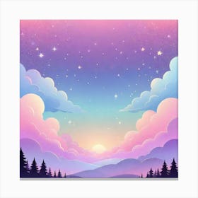 Sky With Twinkling Stars In Pastel Colors Square Composition 202 Canvas Print