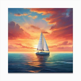 Sailboat At Sunset 9 Canvas Print