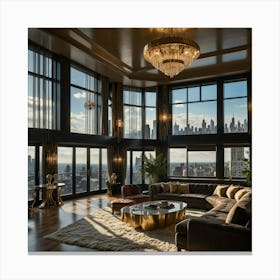 Living Room With City View 2 Canvas Print