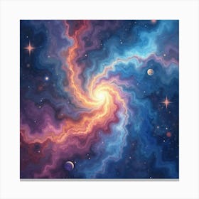 Galactic Watercolor With Swirling Cosmic Energies 1 Canvas Print