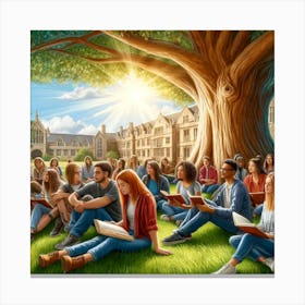 Campus Harmony Wall Print Art A Vibrant And Inspiring Depiction Of University Life, Perfect For Enhancing The Academic Spirit And Sense Of Community In Any Educational Space Canvas Print