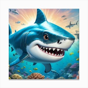 Sharks In The Sea Canvas Print