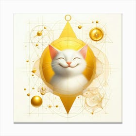 Akward Smiling Cat In Forms And Symbols Abstract Illustration Canvas Print