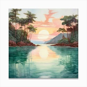 Watercolour Tropical Island Canvas Print