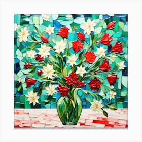 Mosaic, Flowers Canvas Print