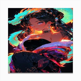 Asian Girl With Dragon Canvas Print