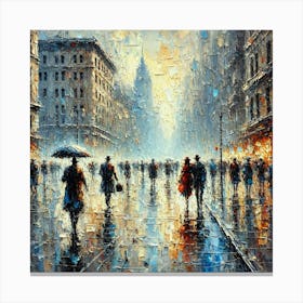 People Walking In The Rain.AI Canvas Print