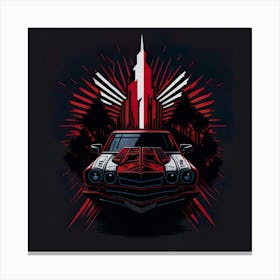 Car Red Artwork Of Graphic Design Flat (85) Canvas Print