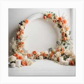 Floral Wreath With Candles And Flowers Canvas Print