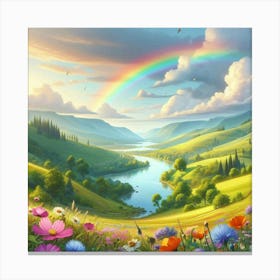 Rainbow Over The Valley 2 Canvas Print