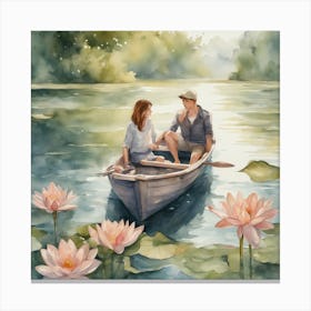 Couple In A Boat 2 Canvas Print