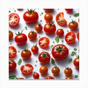 Tomatoes On White Background Canvas Print