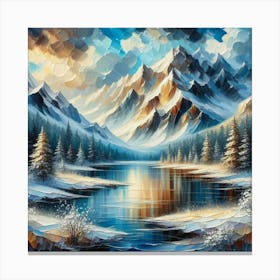 Montain lac oil painting abstract painting art 9 Canvas Print