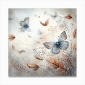 Butterfly in Autumn Leaves III Canvas Print