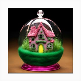 Fairy House In A Glass Dome Canvas Print
