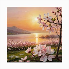 The Dawn of Cherry Blossoms Blossoming Cherry Blossoms Canvas Print